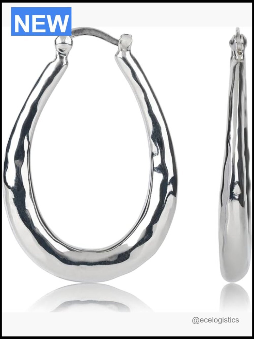 925 Sterling Silver Chunky Lightweight Hoop Earrings